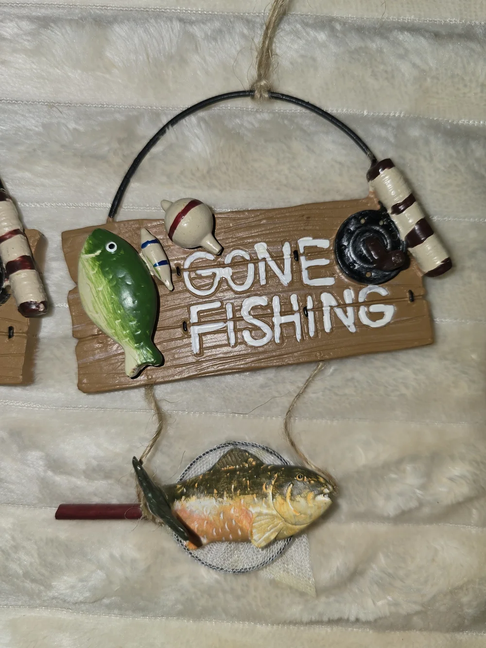 set of 3  gone fishing Christmas ornaments